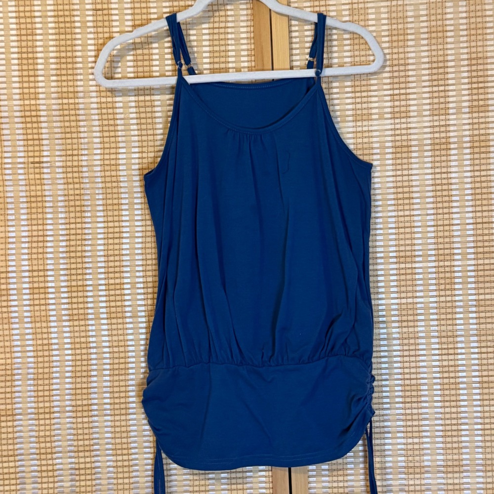 Emery Rose Blue Camisole Top Large Adjustable Straps Side Ties Scoop‎ Neck Cami